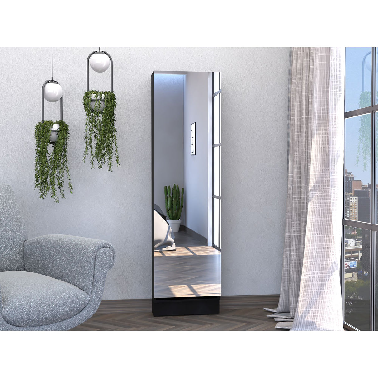 Zapatero de Pared Leto Wengue 47x170cm de Cinco Niveles con Espejo - ZAPATEROS | Bylmo