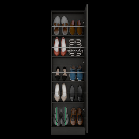 Zapatero de Pared Leto Wengue 47x170cm de Cinco Niveles con Espejo - ZAPATEROS | Bylmo