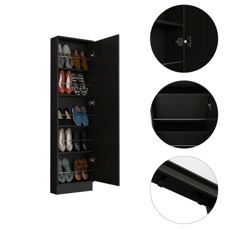 Zapatero de Pared Leto Wengue 47x170cm de Cinco Niveles con Espejo - ZAPATEROS | Bylmo