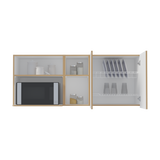 Mueble Superior de Cocina Corinto Blanco y Fresno Europeo 150x62cm con Locero y Espacio para Microondas - MUEBLES SUPERIORES DE COCINA | Bylmo