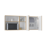 Mueble Superior de Cocina Corinto Blanco y Fresno Europeo 150x62cm con Locero y Espacio para Microondas - MUEBLES SUPERIORES DE COCINA | Bylmo