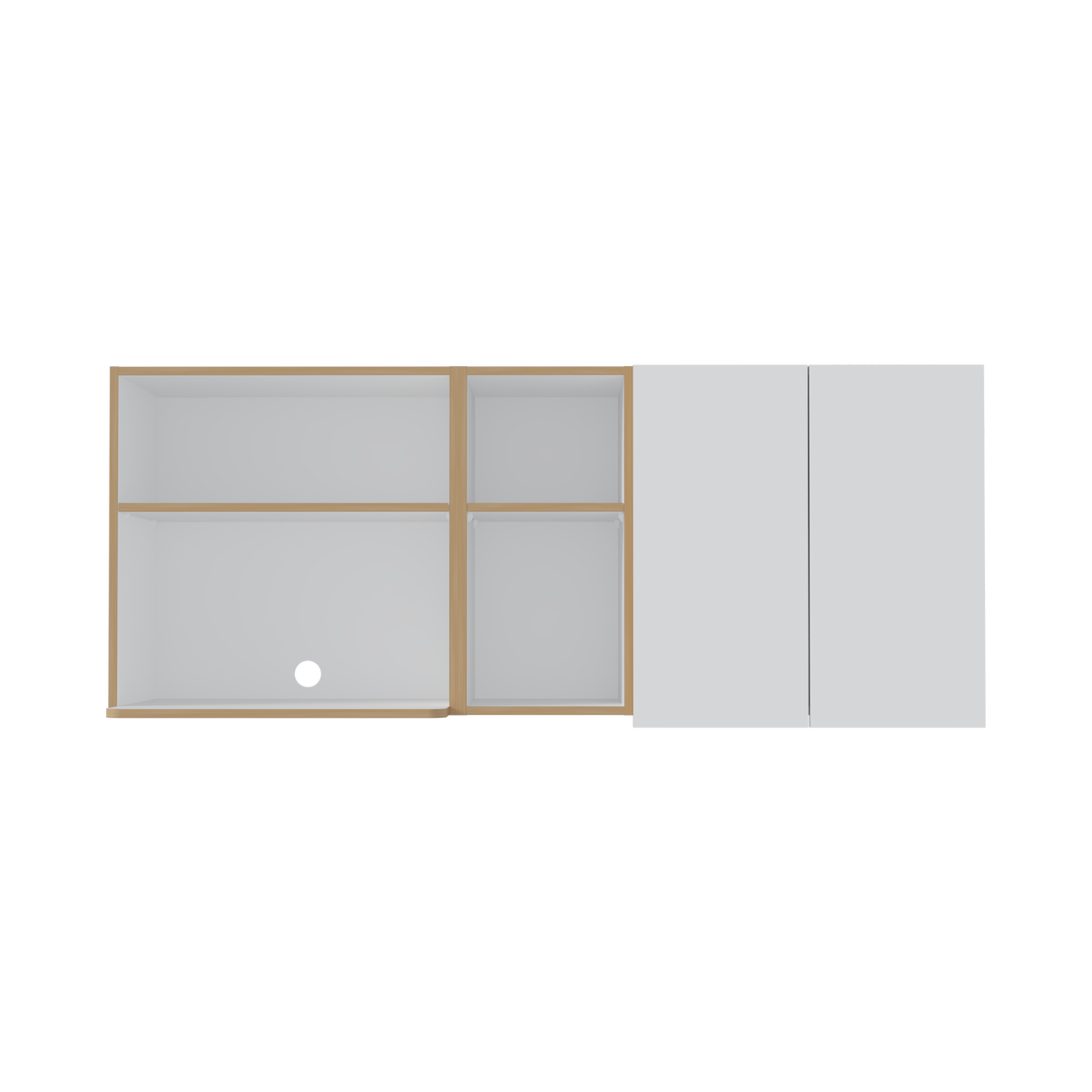 Mueble Superior de Cocina Corinto Blanco y Fresno Europeo 150x62cm con Locero y Espacio para Microondas - MUEBLES SUPERIORES DE COCINA | Bylmo