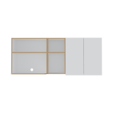 Mueble Superior de Cocina Corinto Blanco y Fresno Europeo 150x62cm con Locero y Espacio para Microondas - MUEBLES SUPERIORES DE COCINA | Bylmo