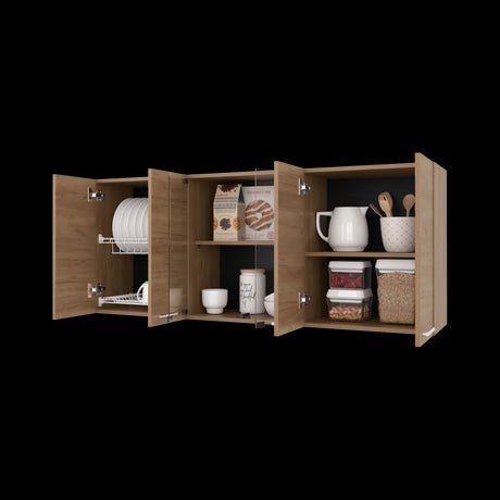 Mueble Superior de Cocina Fresno Europeo 150x60cm con Locero - MUEBLES SUPERIORES DE COCINA | Bylmo
