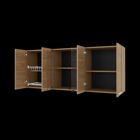 Mueble Superior de Cocina Fresno Europeo 150x60cm con Locero - MUEBLES SUPERIORES DE COCINA | Bylmo