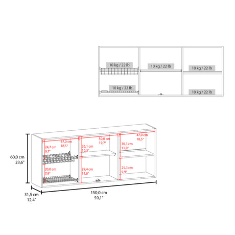 Mueble Superior de Cocina Fresno Europeo 150x60cm con Locero - MUEBLES SUPERIORES DE COCINA | Bylmo