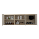 Mueble Superior de Cocina Gante Rovere y Niebla 180x60cm con Locero - MUEBLES SUPERIORES DE COCINA | Bylmo