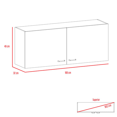 Mueble Superior de Cocina Napoles Blanco 100x49cm con Dos Puertas - MUEBLES SUPERIORES DE COCINA | Bylmo