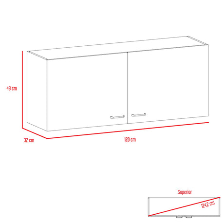 Mueble Superior de Cocina Napoles Blanco 120x49cm con Dos Puertas - MUEBLES SUPERIORES DE COCINA | Bylmo