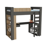 Cama Multifuncional Cozy Plomo y Fresno Europeo 201.2x183.6cm para Colchón Sencilla 100 X 190 Cm con Cabecero y Piecero - CAMAS | Bylmo