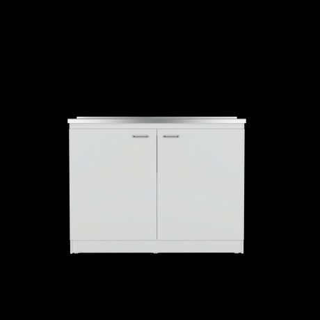 Mueble Inferior de Cocina Napoles Blanco 120x89cm Con Mesón de Acero Inoxidable para Lado Izquierdo y sin Estufa - MUEBLES INFERIORES DE COCINA | Bylmo