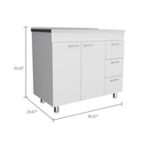 Mueble Inferior de Cocina Ferreti Blanco 100x90cm Con Mesón de Acero Inoxidable para Lado Izquierdo y sin Estufa - MUEBLES INFERIORES DE COCINA | Bylmo