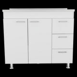 Mueble Inferior de Cocina Ferreti Blanco 100x90cm Con Mesón de Acero Inoxidable para Lado Izquierdo y sin Estufa - MUEBLES INFERIORES DE COCINA | Bylmo