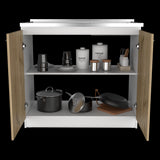 Mueble Inferior de Cocina Napoles Blanco y Duna 100x90cm Con Mesón de Acero Inoxidable para Lado Izquierdo y sin Estufa - MUEBLES INFERIORES DE COCINA | Bylmo