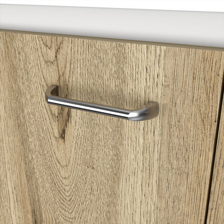 Mueble Inferior de Cocina Napoles Blanco y Duna 100x90cm Con Mesón de Acero Inoxidable para Lado Izquierdo y sin Estufa - MUEBLES INFERIORES DE COCINA | Bylmo
