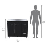Mueble Inferior de Cocina Ferreti Wengue 100x90cm Con Mesón de Acero Inoxidable para Lado Izquierdo y sin Estufa - MUEBLES INFERIORES DE COCINA | Bylmo