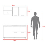 Cocina Pacific Fresno Europeo Y Blanco 150x90cm con Mesón de Acero Inoxidable y sin Pozuelo - COCINAS | Bylmo