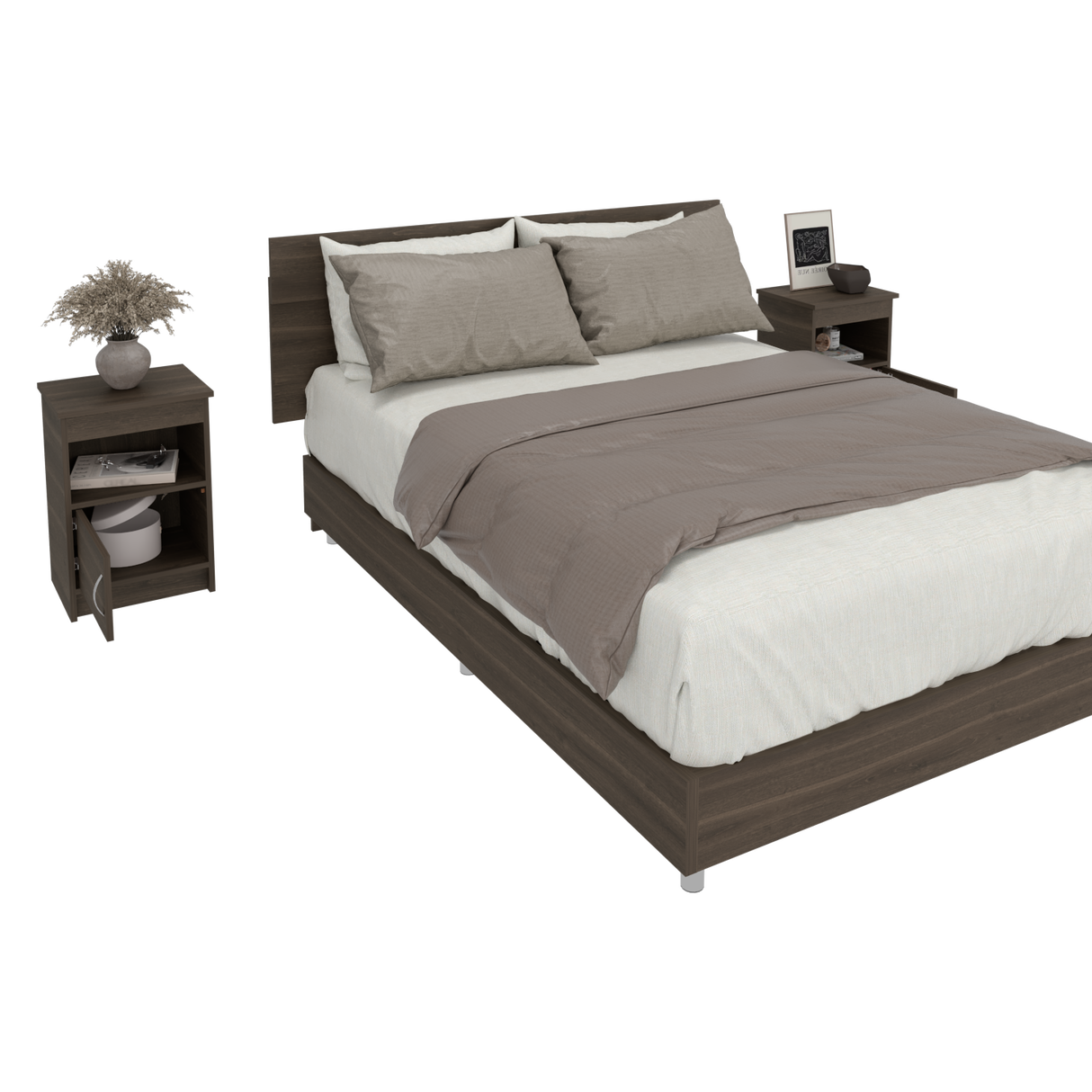Combo Cabecero Lisboa Milan 90.2x158.6cm con Dos Mesas de Noche Para cama Doble - CABECEROS | Bylmo