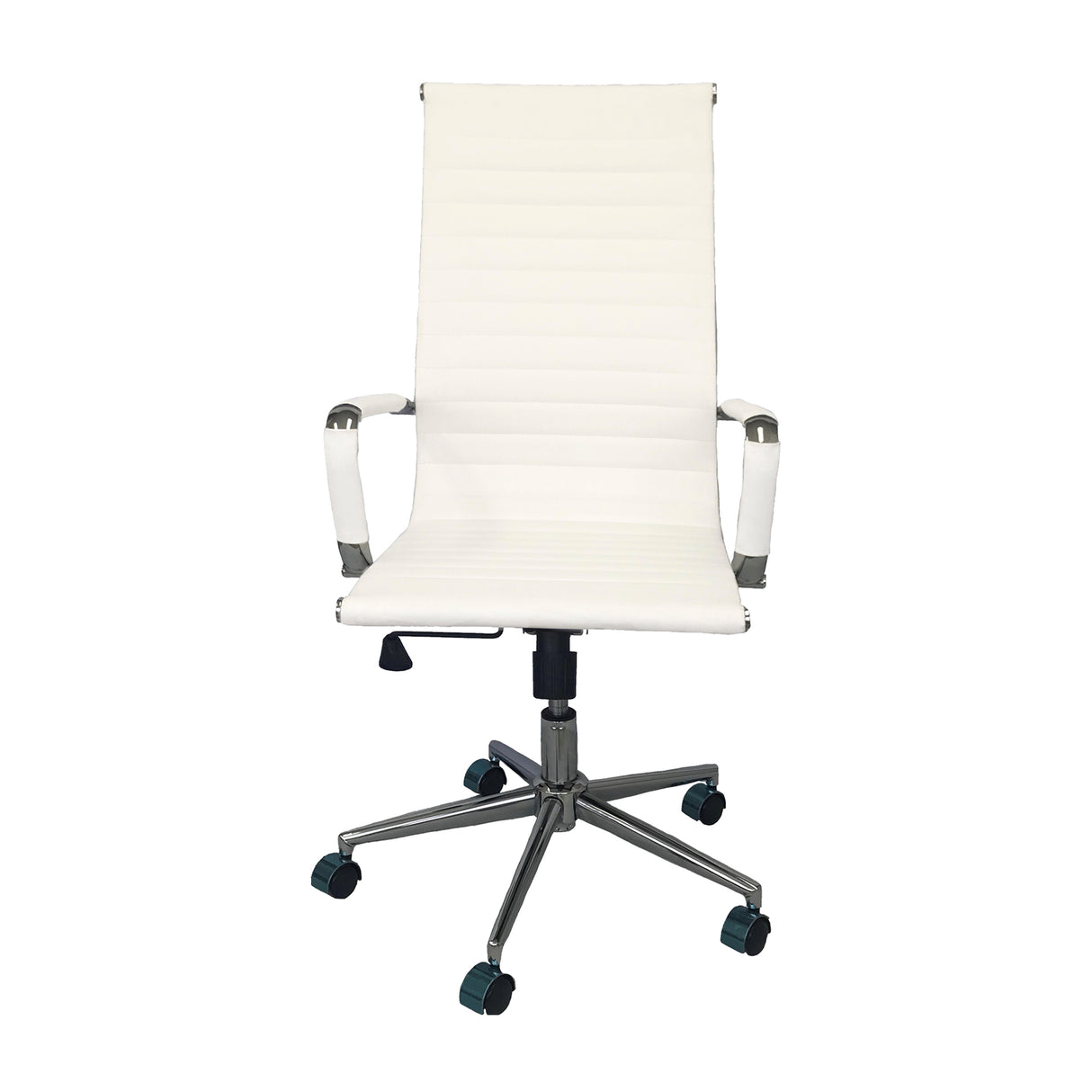 Silla de Oficina Alta Esterilla Blanco 61x46.5cm Reclinable y Giratoria con Ruedas - SILLAS DE OFICINA | Bylmo