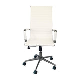 Silla de Oficina Alta Esterilla Blanco 61x46.5cm Reclinable y Giratoria con Ruedas - SILLAS DE OFICINA | Bylmo