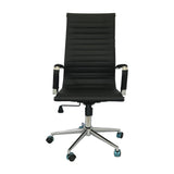 Silla de Oficina Alta Esterilla Negro Cuero Ecológico 61x46.5cm Reclinable y Giratoria con Ruedas - SILLAS DE OFICINA | Bylmo