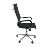 Silla de Oficina Alta Esterilla Negro Cuero Ecológico 61x46.5cm Reclinable y Giratoria con Ruedas - SILLAS DE OFICINA | Bylmo