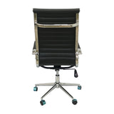 Silla de Oficina Alta Esterilla Negro Cuero Ecológico 61x46.5cm Reclinable y Giratoria con Ruedas - SILLAS DE OFICINA | Bylmo