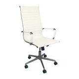 Set x 2 Sillas de Oficina Alta Esterilla Blanco 61x46.5cm Reclinable y Giratoria con Ruedas - SILLAS DE OFICINA | Bylmo