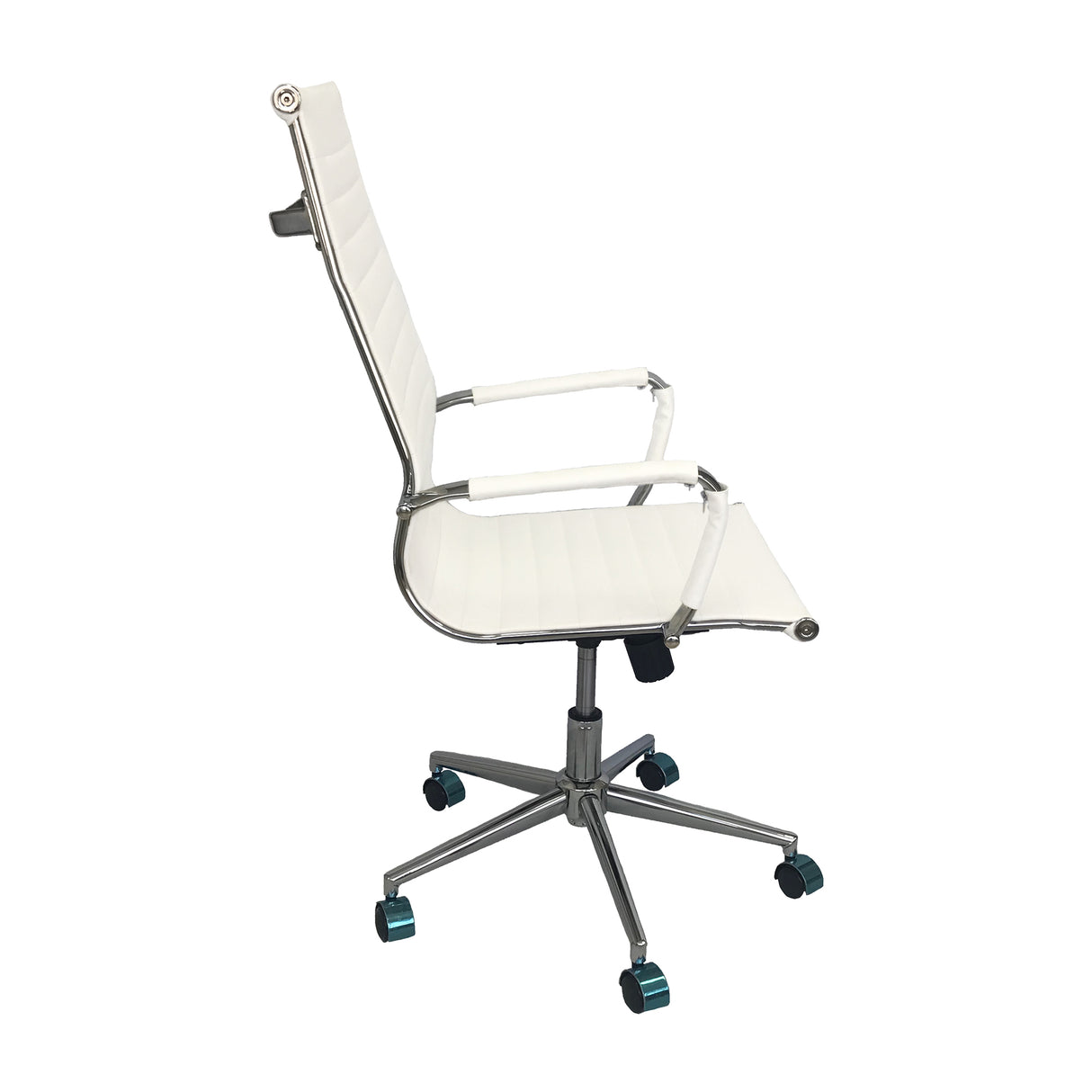 Set x 2 Sillas de Oficina Alta Esterilla Blanco 61x46.5cm Reclinable y Giratoria con Ruedas - SILLAS DE OFICINA | Bylmo