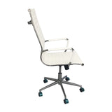 Set x 2 Sillas de Oficina Alta Esterilla Blanco 61x46.5cm Reclinable y Giratoria con Ruedas - SILLAS DE OFICINA | Bylmo