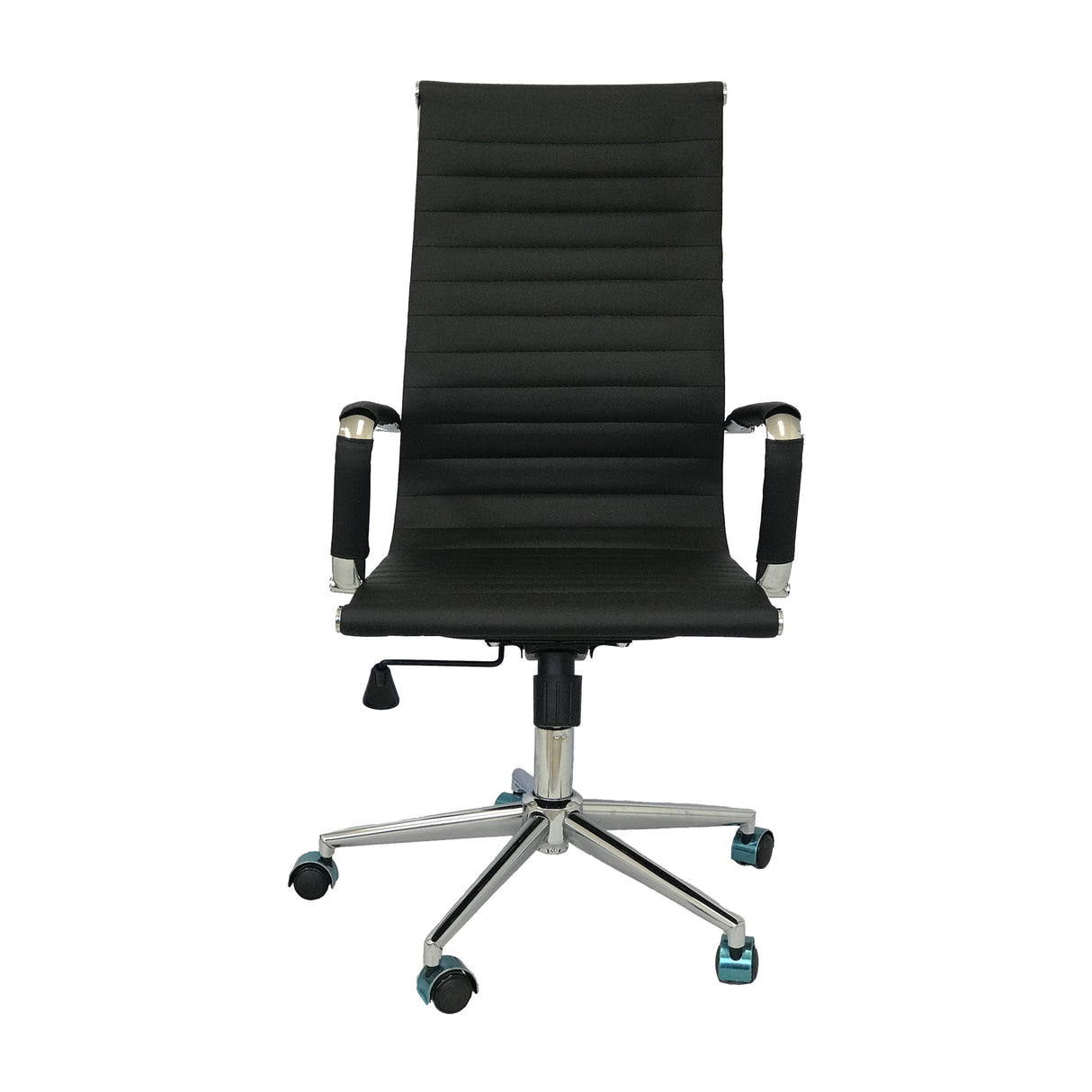 Set x 2 Sillas de Oficina Alta Esterilla Negro 61x46.5cm Reclinable y Giratoria con Ruedas - SILLAS DE OFICINA | Bylmo