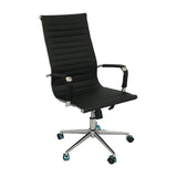 Set x 2 Sillas de Oficina Alta Esterilla Negro 61x46.5cm Reclinable y Giratoria con Ruedas - SILLAS DE OFICINA | Bylmo
