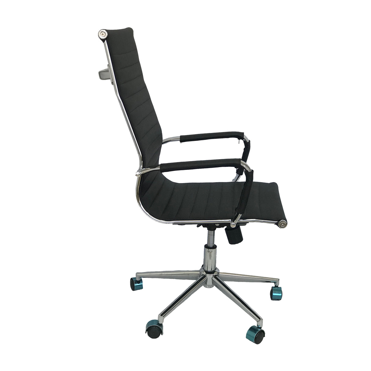 Set x 2 Sillas de Oficina Alta Esterilla Negro 61x46.5cm Reclinable y Giratoria con Ruedas - SILLAS DE OFICINA | Bylmo