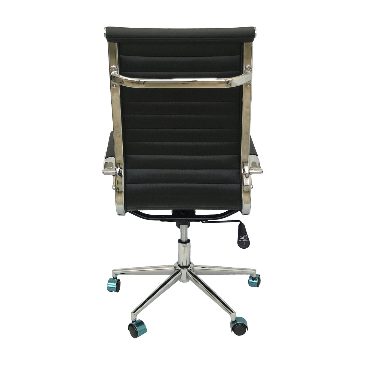 Set x 2 Sillas de Oficina Alta Esterilla Negro 61x46.5cm Reclinable y Giratoria con Ruedas - SILLAS DE OFICINA | Bylmo