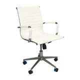 Silla de Oficina Esterilla Blanco 61x46.5cm Reclinable y Giratoria con Ruedas - SILLAS DE OFICINA | Bylmo