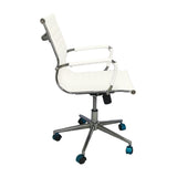 Silla de Oficina Esterilla Blanco 61x46.5cm Reclinable y Giratoria con Ruedas - SILLAS DE OFICINA | Bylmo