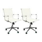 Set x 2 Sillas de Oficina Esterilla Blanco 61x46.5cm Reclinable y Giratoria con Ruedas - SILLAS DE OFICINA | Bylmo