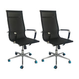 Set x 2 Sillas de Oficina Negro 61x47cm Reclinable y Giratoria con Ruedas - SILLAS DE OFICINA | Bylmo