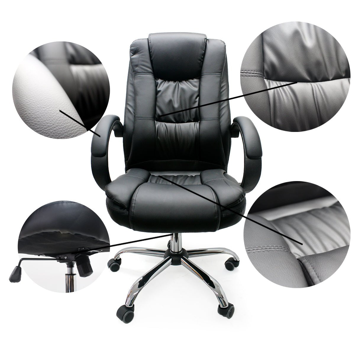 Silla de Oficina Monaco Negro 64x51cm Reclinable y Giratoria con Ruedas - SILLAS DE OFICINA | Bylmo