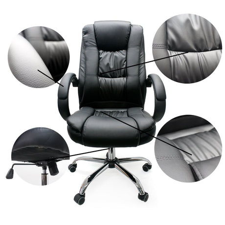 Silla de Oficina Monaco Negro 64x51cm Reclinable y Giratoria con Ruedas - SILLAS DE OFICINA | Bylmo