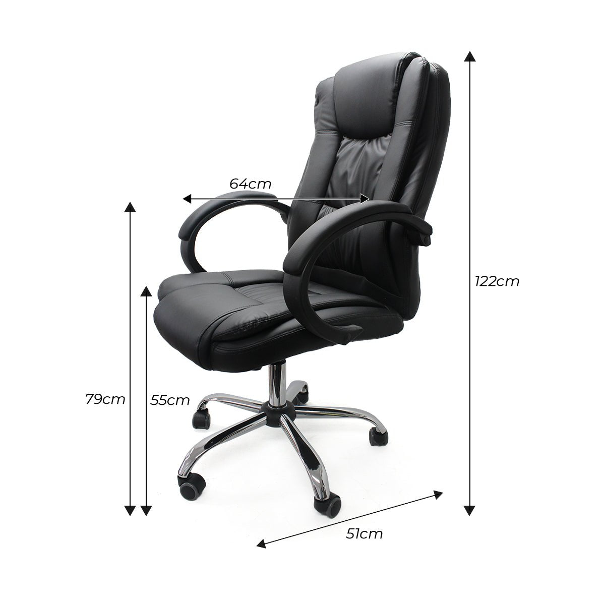 Silla de Oficina Monaco Negro 64x51cm Reclinable y Giratoria con Ruedas - SILLAS DE OFICINA | Bylmo