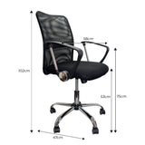 Silla de Oficina Toronto Negro 58x47cm Reclinable y Giratoria con Ruedas - SILLAS DE OFICINA | Bylmo