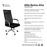 Silla de Oficina Roma Negro 56x52cm Reclinable y Giratoria con Ruedas - SILLAS DE OFICINA | Bylmo