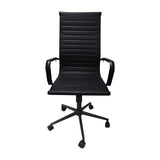 Silla de Oficina Alta Esterilla Negro Cuero PU 61x46.5cm Reclinable y Giratoria con Ruedas - SILLAS DE OFICINA | Bylmo
