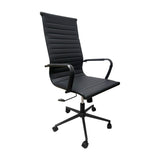 Silla de Oficina Alta Esterilla Negro Cuero PU 61x46.5cm Reclinable y Giratoria con Ruedas - SILLAS DE OFICINA | Bylmo