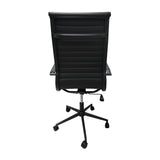 Silla de Oficina Alta Esterilla Negro Cuero PU 61x46.5cm Reclinable y Giratoria con Ruedas - SILLAS DE OFICINA | Bylmo