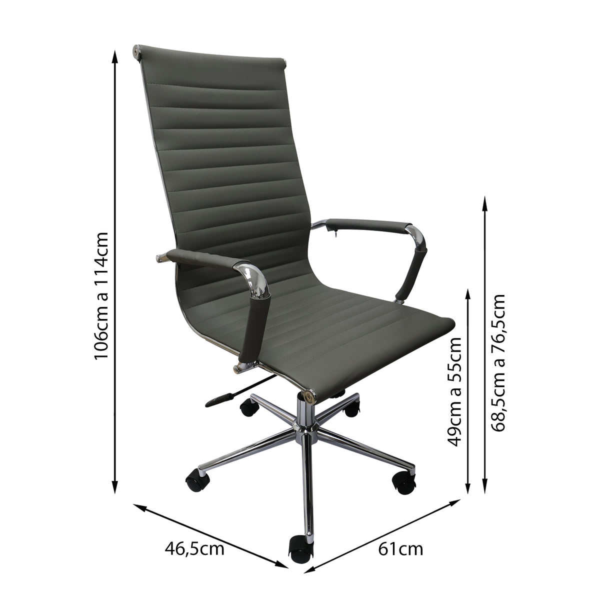 Silla de Oficina Esterilla Gris 61x46.5cm Reclinable y Giratoria con Ruedas - SILLAS DE OFICINA | Bylmo