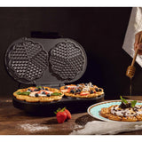 Waflera Negro 23.1x7.8cm de Dos Puestos con Luz Indicadora - SANDUCHERAS Y WAFLERAS | Bylmo