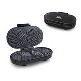 Waflera Negro 23.1x7.8cm de Dos Puestos con Luz Indicadora - SANDUCHERAS Y WAFLERAS | Bylmo