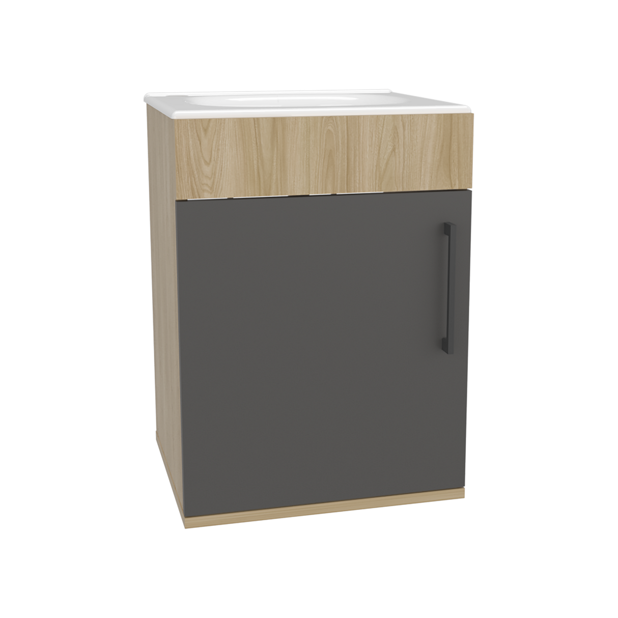Mueble para Lavamanos Oxford Fresno Europeo y Plomo 40x55.5cm Flotante con Lamvamanos - MUEBLES PARA LAVAMANOS | Bylmo